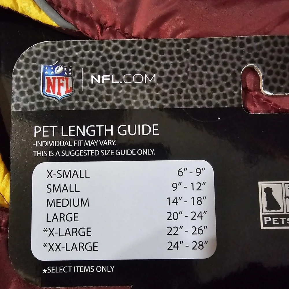 NFL Washington Commanders Dog Puffer Jacket Size Medium NEW with Tags